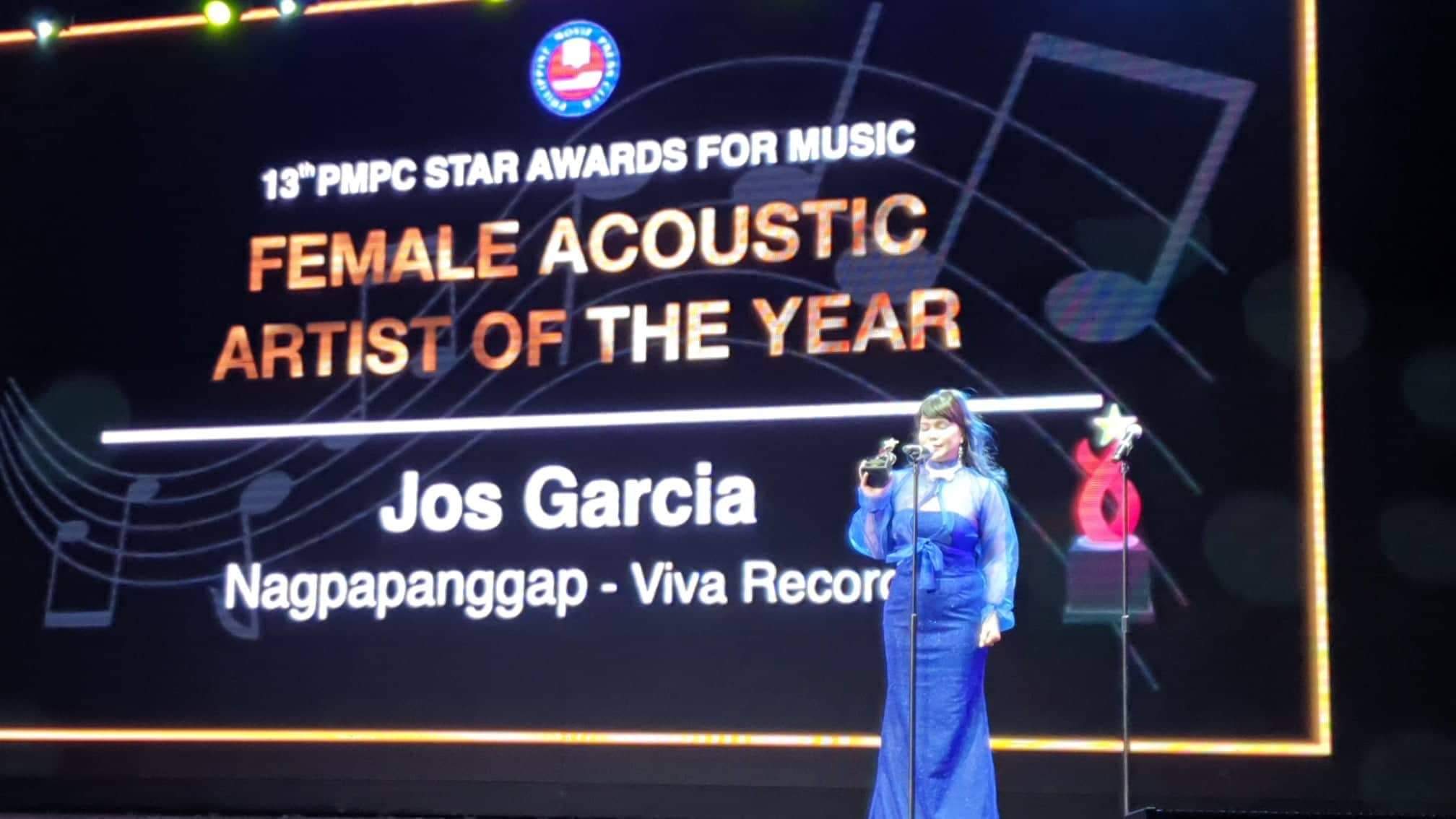 Jos Garcia Won For Best Female Acoustic Artist Of The Year 2022 On PMPC