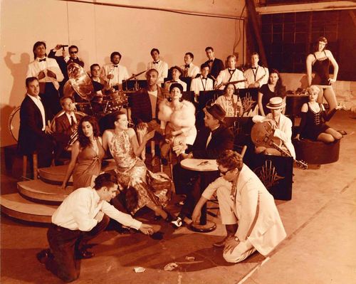 DFO hard at work in our glamorous practice space! 1997 (?)