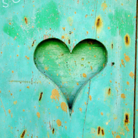 blue/green wood heart