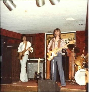 Gary's Fender Tele Deluxe waits nearby during Shoes' first gig at the Brat Stop in Kenosha, WI in April of 1976.