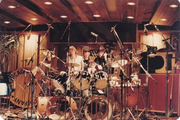 A group shot we took and sent back to the execs at Elektra to show our progress during the recording of Boomerang in early 1982.