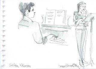 Composer Stefan Weisman with Eleanor Taylor, May 2011, drawn by artist/audience member Joan Chiverton