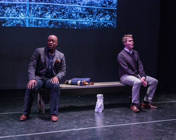 Jorell Williams and Brandon Snook in
"Stop & Frisk" with TSS,
at the Actors Fund Arts Center, May 2014