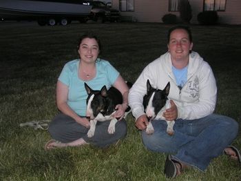 OMG "the" sisters with their wonderful moms!!!! Crissy and "Gabby" and Emily with "Bug" The sisters first time together since pups!!!!!!