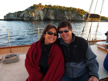 My biggest fan -- Music and relationships often don't mix, but Shannon's been with me over 30 years. Shown here on a sunset cruise off the coast of Maine for our 20th anniversary trip in September, 2007.