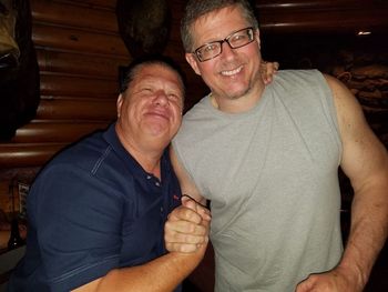 Appreciating my audience -- I can't do what I love without a great crowd week in and week out, and your support is always deeply and sincerely appreciated. Happy to be sharing a break with one of the greatest champions of my music, Rich Brown, at Lynn's on Merle Hay, spring 2017.