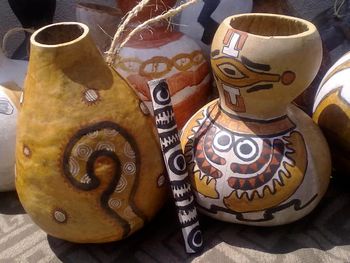 PACIFIC ISLAND IPU HEKE - percussion made by my 6-8 graders using South Pacific designs and natural pigment paint we made!