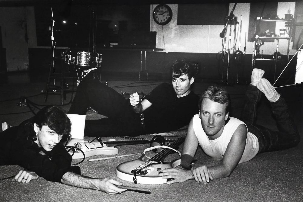 Rick Richards, Rick Poss and Bruce Moody. "The Project" becomes "Fear of Falling", ACA Studios, Houston, Texas - August, 1983