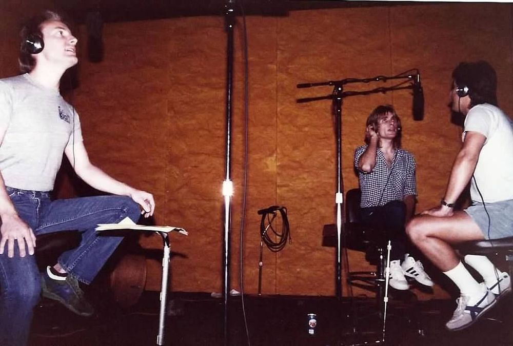 Recording "Rainy Day" at Grandstaff Studios - Bruce, Terry Carolan and Danny Kristensen, Summer 1982