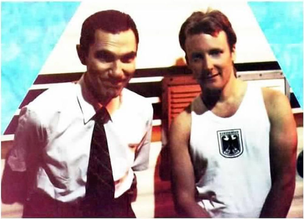 Ron Mael and Bruce backstage at Phoenix gig - May 1983