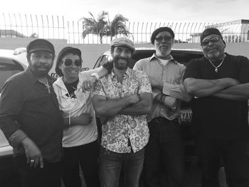 The studio personnel for Soul Garden Roots Version: (from left to right) Fully Fullwood on bass, Tony Chin on guitar, my self on keys and vocals, Santa Davis on drums and Rock Deadrick on percussion.