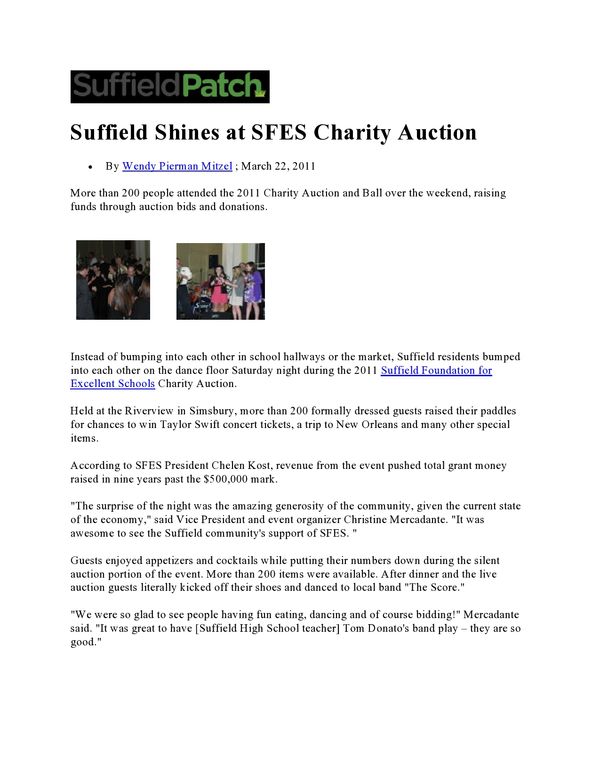 Giving back for Suffield School's Charity Auction- we did that show for several years!
