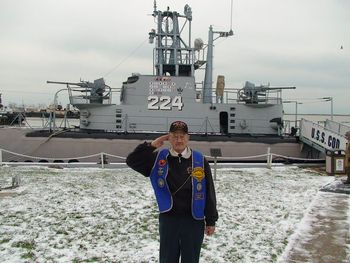 William has contributed much over the years in maintaining the USS COD and the grounds. He took it upon himself to build and erect the flagpole ten years ago, as seen in the next picture. Oh, by the way, he was 77 years young at the time!!!