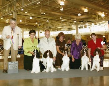 A Family Affair: DesMoines KC-Titus BOB, Teah WB, Caddy Select Dog, Bloomie Select Bitch, Nicklaus Best Puppy