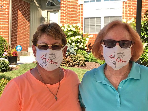 Lyn & Merry trying out their new masks