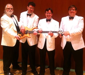 Goofing around with the rhythm section at intermission (Atlanta Symphony Orchestra 4/18/15). Bill Hatcher, gtr, Michael Kurth, bass, SJK, and Robert Strickland, pn. All, KILLER players! Thanks for the warm welcome guys, it was a blast!!