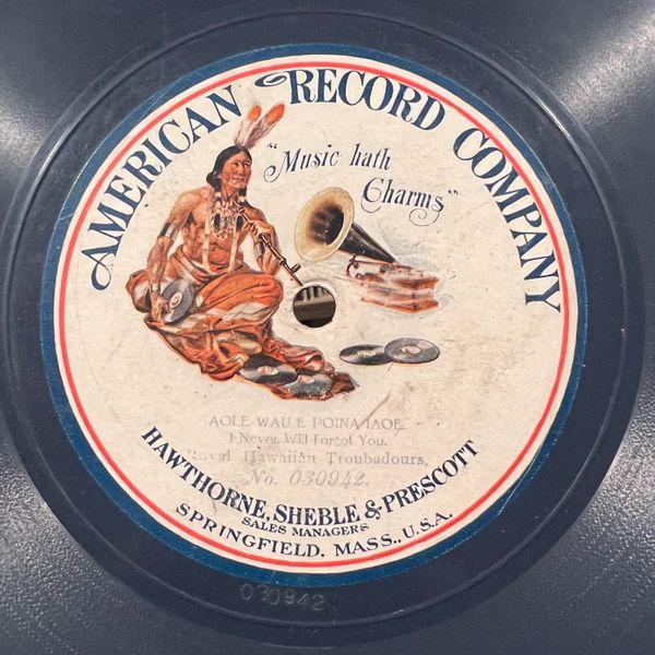 The Royal Hawaiian Troubadours 78 RPM record label with the song 