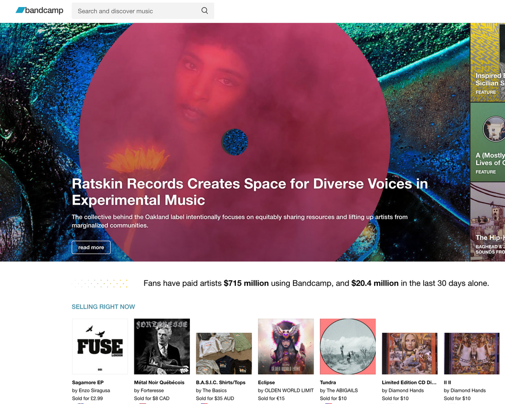 RATSKIN RECORDS BANDCAMP DAILY FEATURE. Click image for Article.