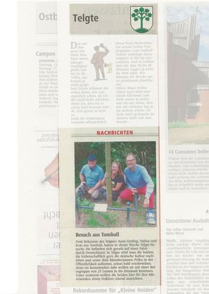 Here's a rough translation of the blurb: "Valina and Ross from Tomball visited well known Hans Gerling in Telgte this week. They are on a journey through Germany. The two are passionate about German culture and polka music. They will soon return to Telgte. In the coming year they will bring a travel group of about 25 people and will perform a folklore evening."