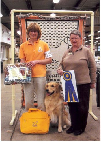 Vicki & Splash with their HIT at the Wheatland Golden Retriever Club Specialty on April 3, 2008 in Wichita KS