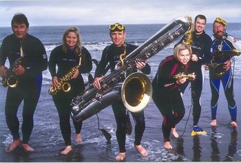 Nuclear Whales Saxophone Orchestra Novelty Music Act Put together a blend of zany comedy, footloose choreography, and sophisticated musicianship—what you have is a blast! From the tiny sopranino to the monstrous 6'8" contrabass, something to delight everyone from the saxophone aficionados to the dedicated saxophobes.