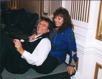 HAPPY ME! Patti Lyles, my wife and me waiting to start a gig at Fairmont San Francisco in the Gold Room.