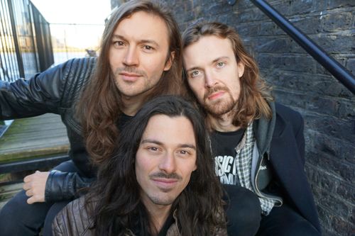 The Vone – Cinematic rock band based in London. Left to right: Marek Woloszyn (lead guitar), Marcelo Cervone (guitar, saxophone & vocals), Jonny Bennett (drums)