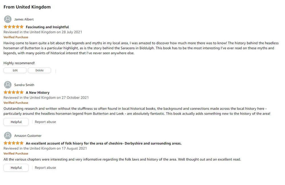 Public Amazon reviews of Mythstoric Journeys