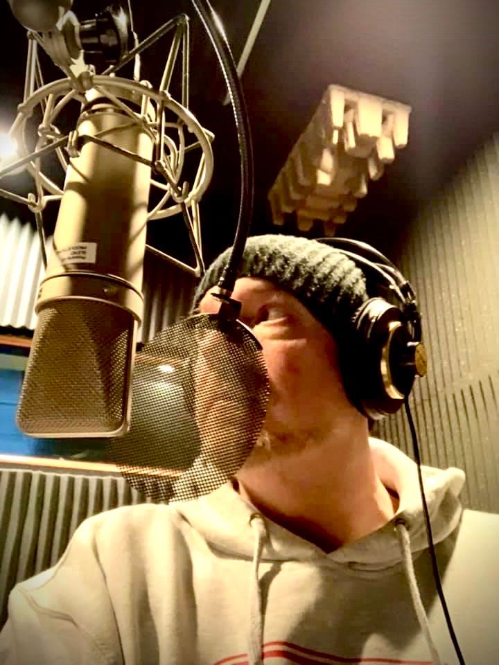 TB recording the final vocal tracks for A Christmas Cocktail