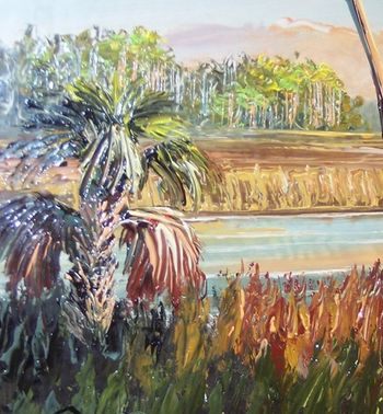 Close up of palette knife work. 'Cabbage Palm Wilderness' Oct. 17th, 2007(SOLD - Collector from Orlando, Florida)