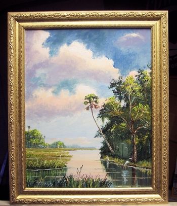 'River Marsh' 16 x 20" Oil on board, lots of knifework, Painted July 10th, 2007 (SOLD - Collector from Jacksonville, Florida)