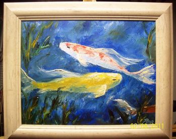 'Butterfly Koi' 100% Palette knife Oil Painting on Stretched Canvas. 11 by 14" Painted Feb. 6th, 2011.Original is Available or you can ; BUY KOI GIFTS HERE!