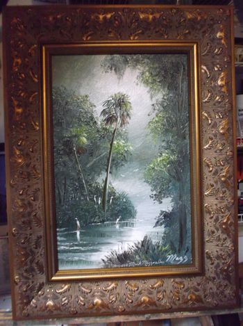 "Egrets along the Misty River" 11 by 17" Oil on board. 10/15/18. (ORIGINAL is SOLD - Collector form Hawthorne, FL) But You can Buy a Framed Print or Canvas Here!