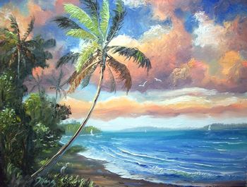 'Sailing the Lagoon' 16 by 20" Oil on gallery wrapped Stretched Canvas. Palette knife & brush. Painted Oct. 20th, 2009