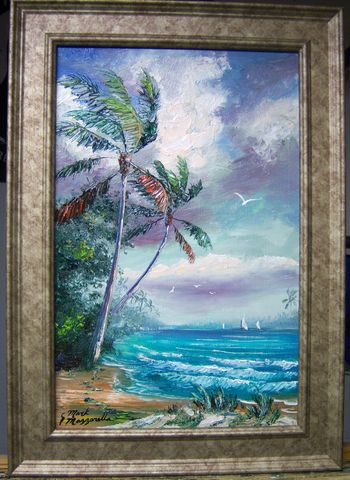 "Sailboats in the Bay' 11 by 17" Oil on Board, Palette knife & brush. Nov 19th, 2014. (This Original is SOLD - Merritt Island, Florida) You can Buy a Print Here!