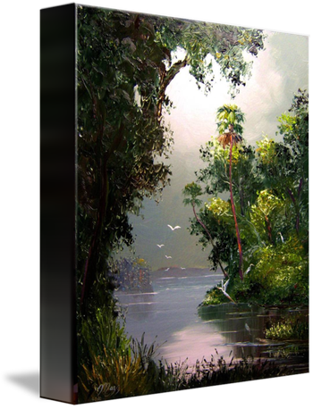 "Peaceful Misty River" 16 by 20" Oil on Masonite Board. September 2nd, 2008(SOLD - Collector from Ft. Pierce, FL, Moved to Ohio) You can Buy a Framed or Unframed Print Here!