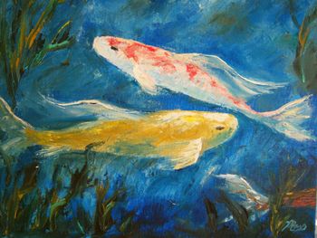 'Butterfly Koi' 100% Palette knife Oil Painting on Stretched Canvas. 11 by 14" Painted Feb. 6th, 2011.
Original is Available or; BUY KOI GIFTS HERE!