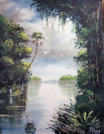 16 x 20" Oil on masonite. Lots of palette knife work. Painted August 30th, 2006 (SOLD- collector in Allenhurst, GA)