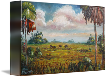"Wild Hog Hunting in Florida" 11 by 17" Oil on Board, Palette knife. March 6th, 2015 (This Original is available) also you can Buy a Print Here!