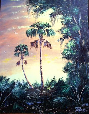 16 x 20" Oil on masonite. Lots of palette knife work. Painted August 31st, 2006 (SOLD-Collector in Goldenrod, FL)