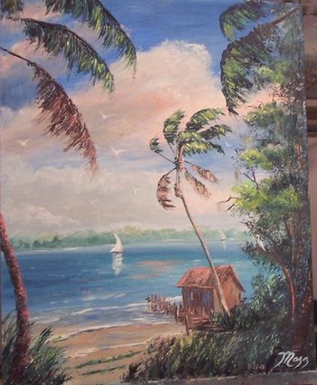 16 x 20" Oil on masonite. Lots of palette knife work. Painted August 26th, 2006 (SOLD- collector in Port St. Lucie, FL)