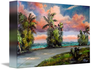 "Coconut Palm Trees Along Indian River Drive" 24 by 36" Oil on board. 11/29/18. (Original is Available) You can also Buy a Framed Print or Canvas Here!
