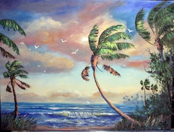 18 x 24" Oil on Stretched Canvas. Lots of Palette knife. Painted July 2006 (SOLD-Collector in Ormond Bch, FL)