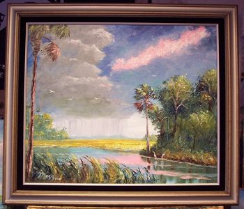 "Spring Rain" 20 by 24" Oil on Board. (Palette knife work and brush) Painted May 4th. 2007 (SOLD - Collector from , FL)