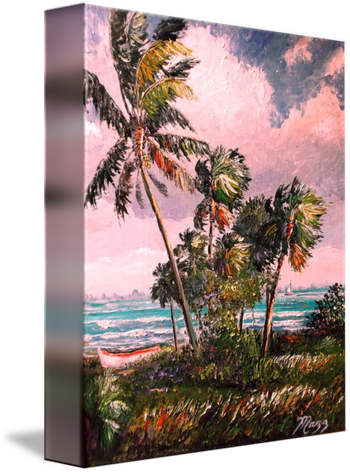 "Windy Palm Trees Along Indian River Lagoon" 16 by 24" Oil on board. 11/03/18. (Original is SOLD to a COLLECTOR from Lakeland, FL) But You can also Buy a Framed Print or Canvas Here!