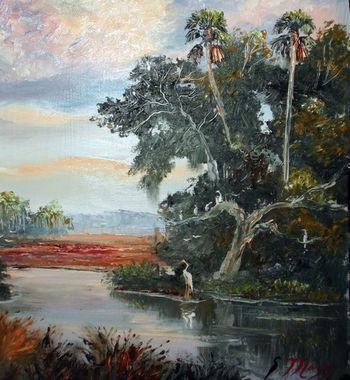 'Florida Wild' 16 x 20" Mostly Palette knife & some hog bristle brush. Oil on Masonite board. Painted March 3rd, 2013