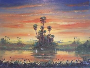 18 by 24" Oil on Stretched Canvas. All Palms made with the Palette Knife.(Painted June 30th 2006) (SOLD-Collector in Ormond Bch, FL)
