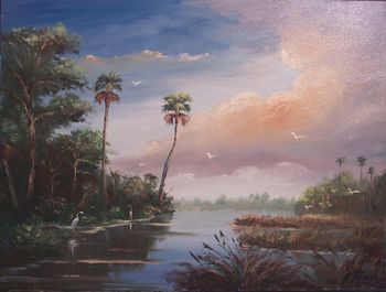 18 x 24" Oil on Stretched Canvas. Lots of palette knife work. Painted September 24th, 2006 (SOLD- collector in Allenhurst, GA)