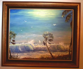 16 x 20" Oil on board. Lots of palette knife work. Painted August 1st, 2006 (SOLD-Collector in Ormond Bch, FL)