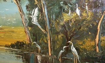 Close up of Palette knife work from "Florida Fire Sky Reflections"January 2nd, 2009(SOLD - Collector from West Point, Mississippi)